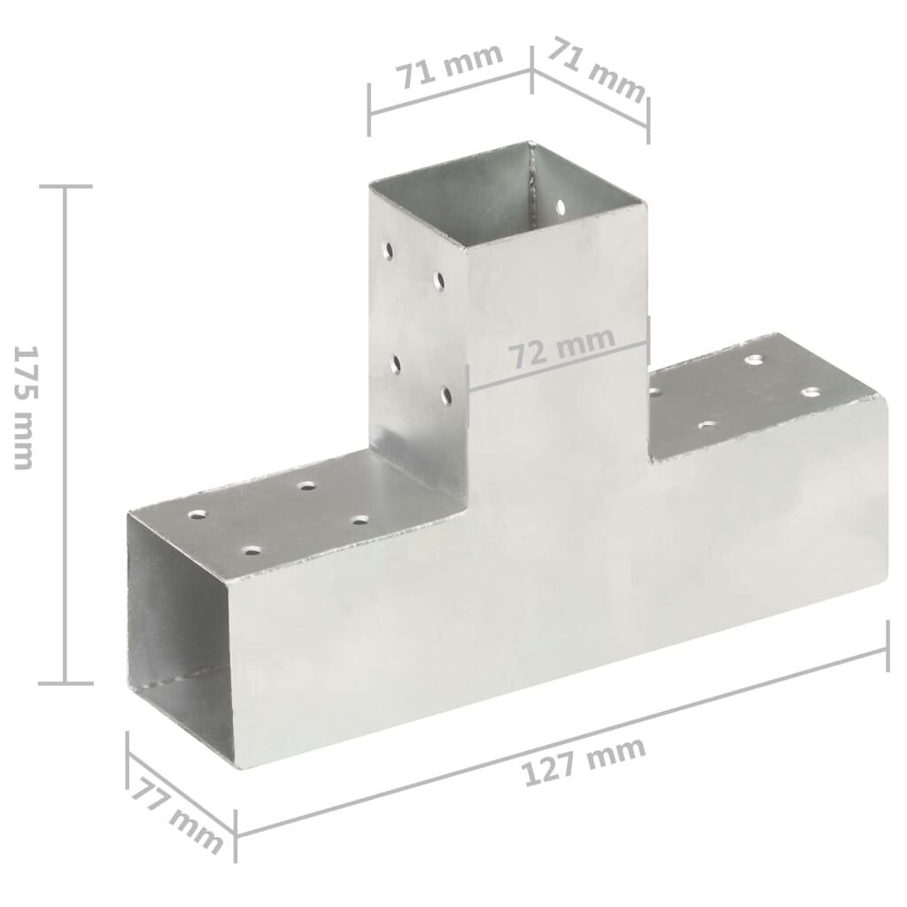 Napaliitäntä, 71x71mm, galvanoitu metalli, T-muotoinen hinta ja tiedot | Aidat ja tarvikkeet | hobbyhall.fi