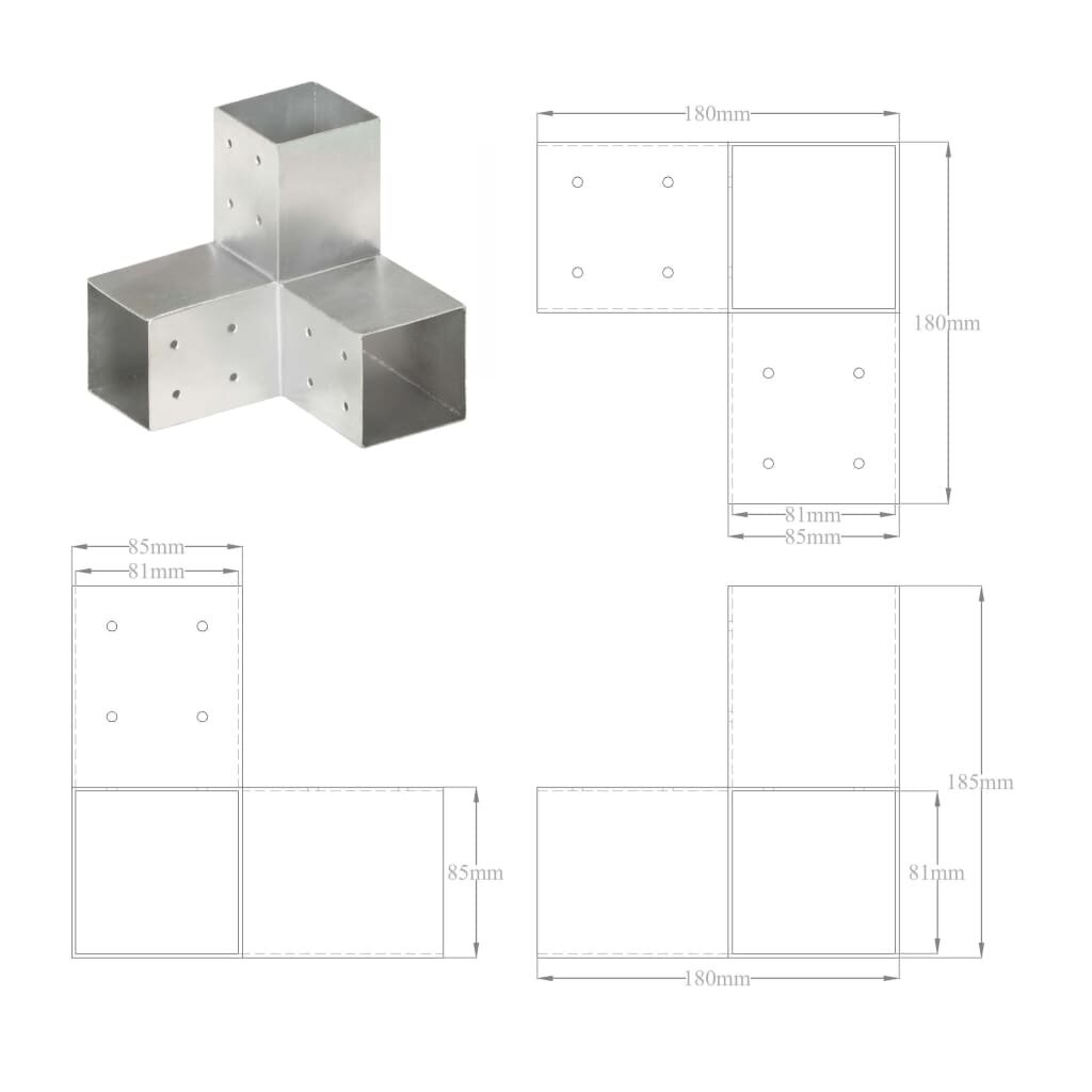 Napaliitos, 81x81mm, galvanoitu metalli, Y-muotoinen hinta ja tiedot | Aidat ja tarvikkeet | hobbyhall.fi