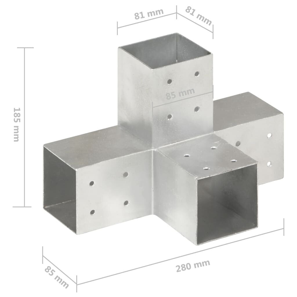 Napaliitokset, 4 kpl, 81x81mm, metallia, X-muotoinen hinta ja tiedot | Aidat ja tarvikkeet | hobbyhall.fi