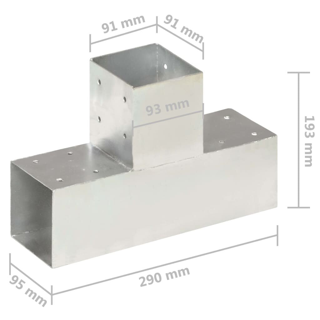 Napaliitokset, 4 kpl, 91x91mm, metallia, T-muotoinen hinta ja tiedot | Aidat ja tarvikkeet | hobbyhall.fi