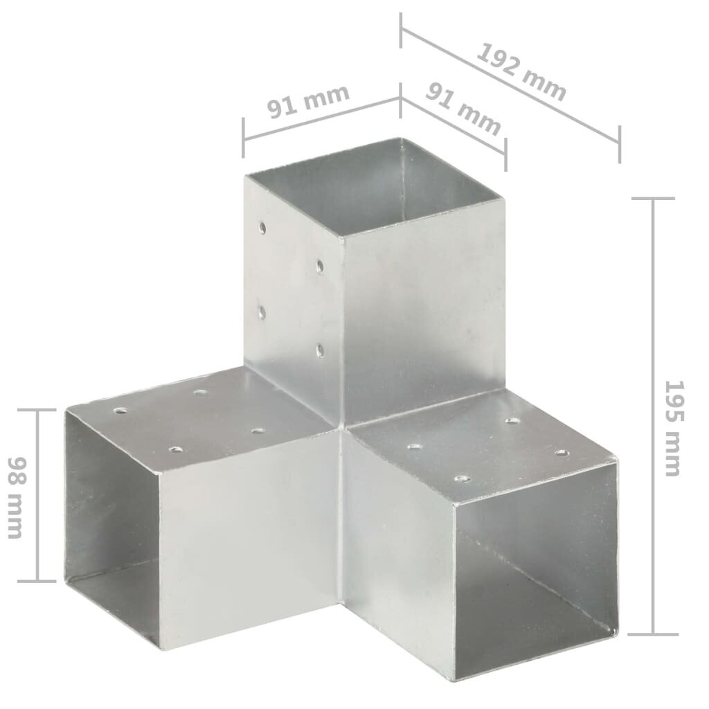 Napaliittimet, 4 kpl, 91x91mm, metallia, Y-muotoinen hinta ja tiedot | Aidat ja tarvikkeet | hobbyhall.fi