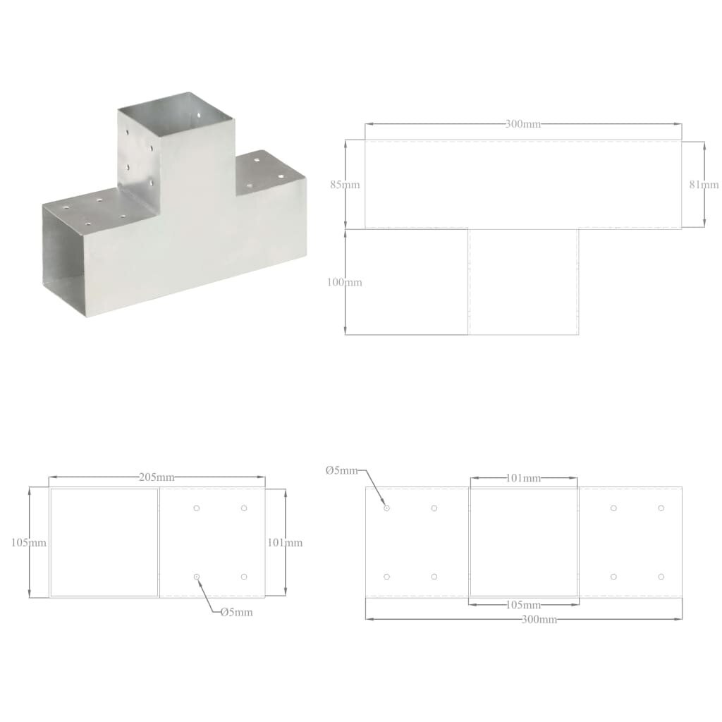 Napaliitokset, 4 kpl, 101x101 mm hinta ja tiedot | Aidat ja tarvikkeet | hobbyhall.fi