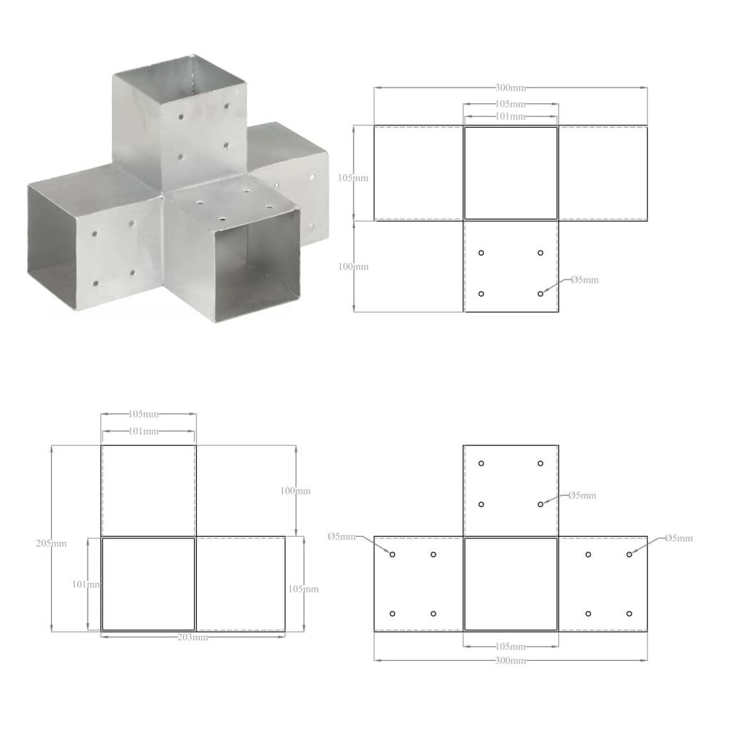 Napaliitokset, 4 kpl, 101x101 mm hinta ja tiedot | Aidat ja tarvikkeet | hobbyhall.fi