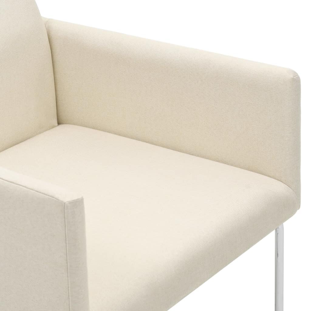 Ruokapöydän tuolit, 2 kpl, valkoinen, pellavanäköinen kangas hinta ja tiedot | Ruokapöydän tuolit | hobbyhall.fi