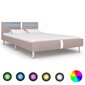 Sängyn runko on päällystetty tekonahalla LEDillä, 120x200 cm, kermanvärinen hinta ja tiedot | Sängyt | hobbyhall.fi