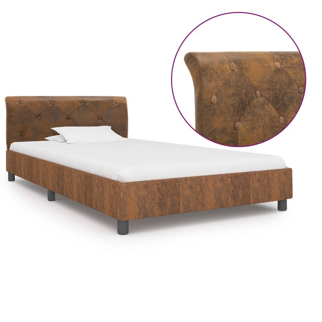 Sängyn runko on päällystetty nahalla, 100x200cm, ruskea hinta ja tiedot | Sängyt | hobbyhall.fi