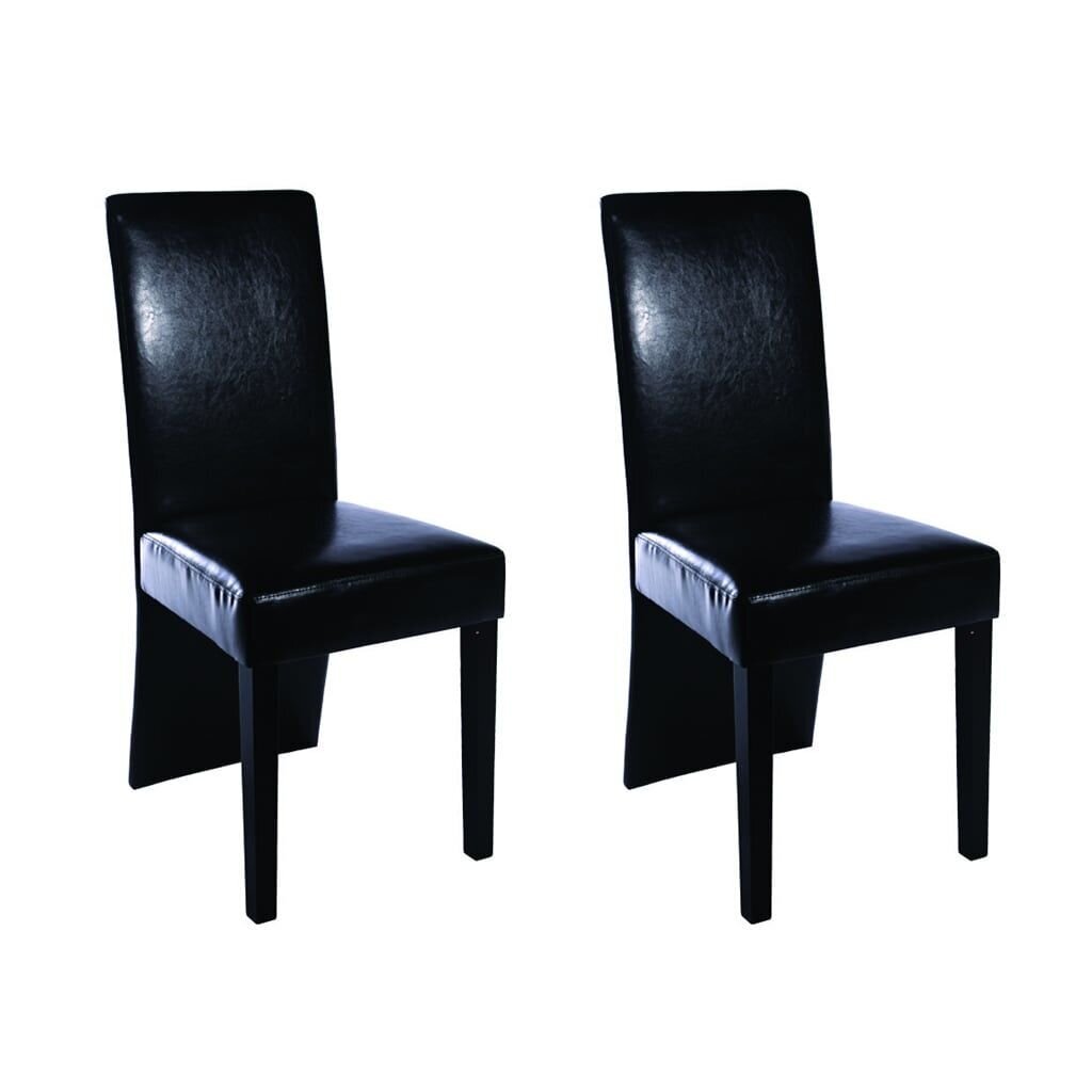 Ruokailuhuoneen tuolit tekonahasta, musta, 2 kpl hinta ja tiedot | Ruokapöydän tuolit | hobbyhall.fi