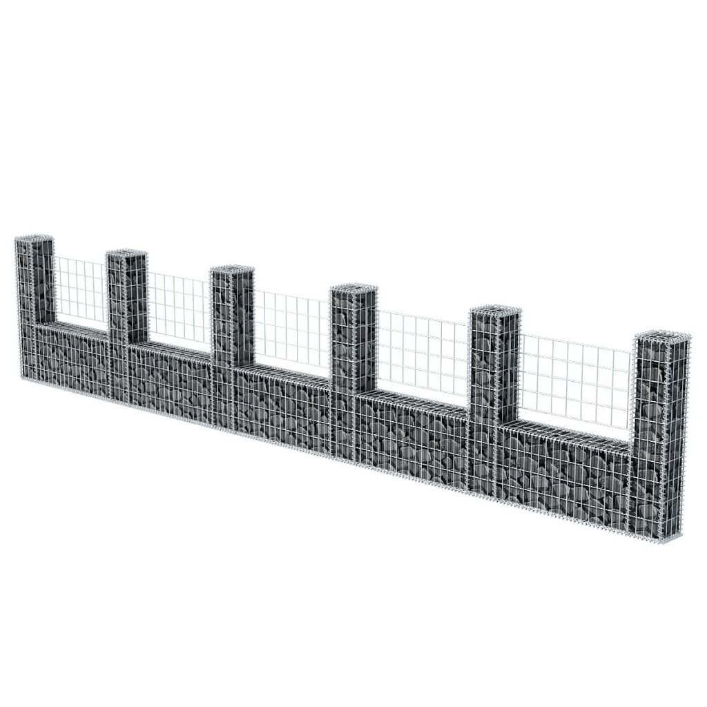 Gabion kori, U-muotoinen, teräs, 570x20x100 cm hinta ja tiedot | Aidat ja tarvikkeet | hobbyhall.fi