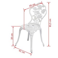 Bistrotuolit, 2 kpl, valkoinen, 41x49x81,5 cm hinta ja tiedot | Puutarhatuolit | hobbyhall.fi