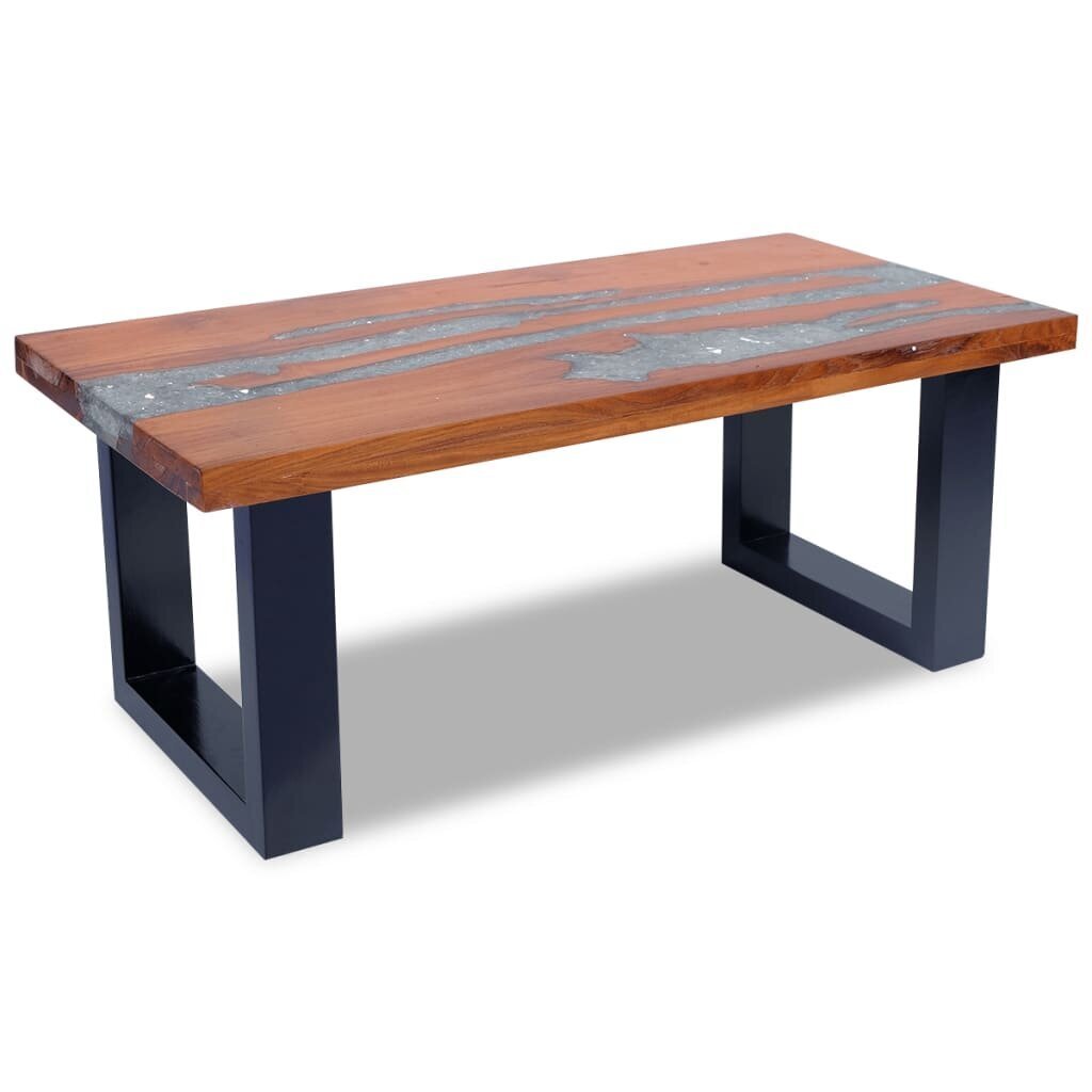 Sohvapöytä, tiikki ja hartsi, 100x50 cm hinta ja tiedot | Sohvapöydät | hobbyhall.fi
