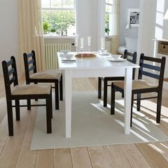 Puiset ruokapöydän tuolit nelikulmaisella selkänojalla, ruskea, 4 kpl hinta ja tiedot | Ruokapöydän tuolit | hobbyhall.fi