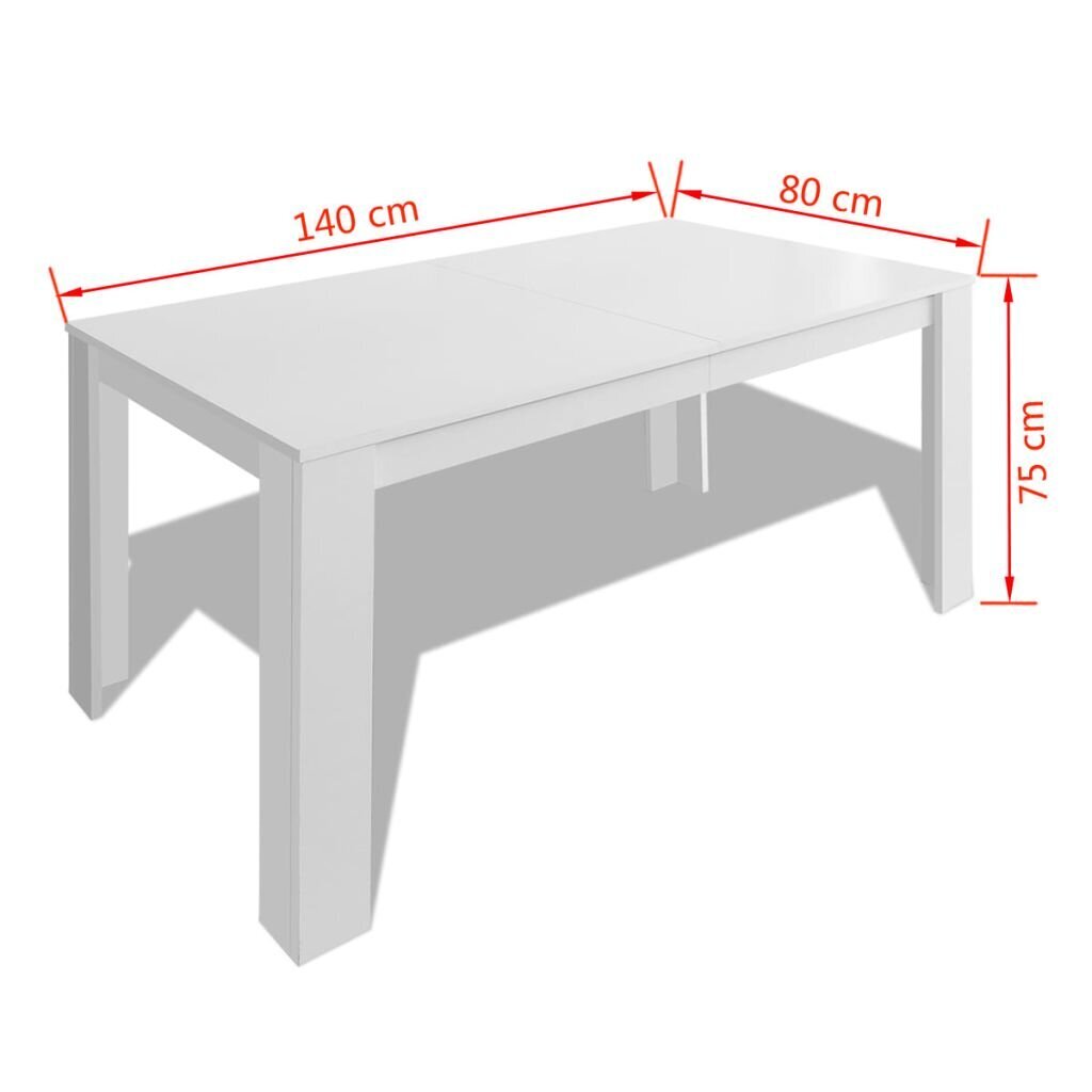 Ruokapöytä, 140 x 80 x 75 cm, valkoinen hinta ja tiedot | Ruokapöydät | hobbyhall.fi