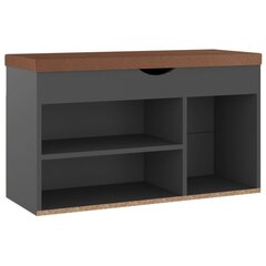 Kenkäpenkki tyynyllä, harmaa, 80x30x47cm, MDP hinta ja tiedot | Kenkäkaapit ja -hyllyt | hobbyhall.fi