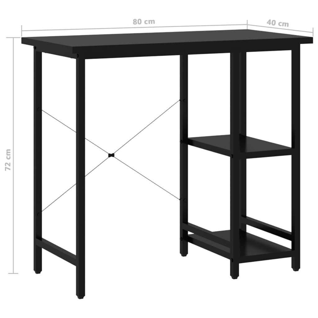 Tietokonepöytä, musta, 80x40x72cm, MDF ja metalli hinta ja tiedot | Tietokonepöydät ja työpöydät | hobbyhall.fi