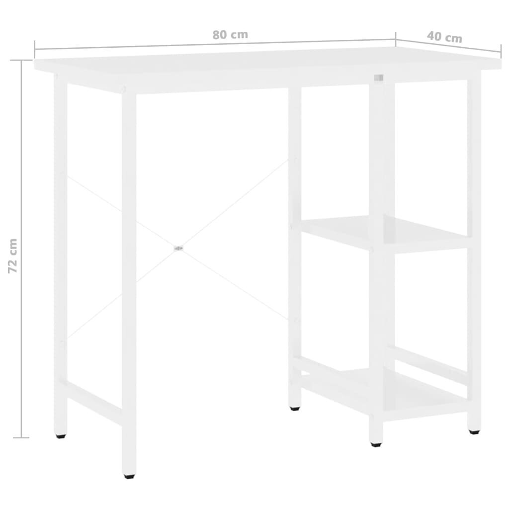 Tietokonepöytä, valkoinen, 80x40x72cm, MDF ja metalli hinta ja tiedot | Tietokonepöydät ja työpöydät | hobbyhall.fi