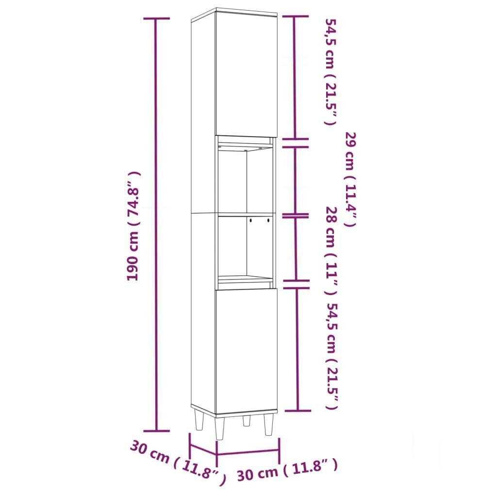 vidaXL 3-osainen Kylpyhuonekalustesarja betoninharmaa tekninen puu hinta ja tiedot | Kylpyhuonekalusteet | hobbyhall.fi