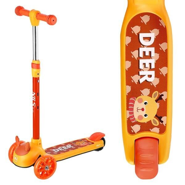 Lasten skootteri NILS FUN HLB02 Deer Scooter, oranssi hinta ja tiedot | Potkulaudat | hobbyhall.fi