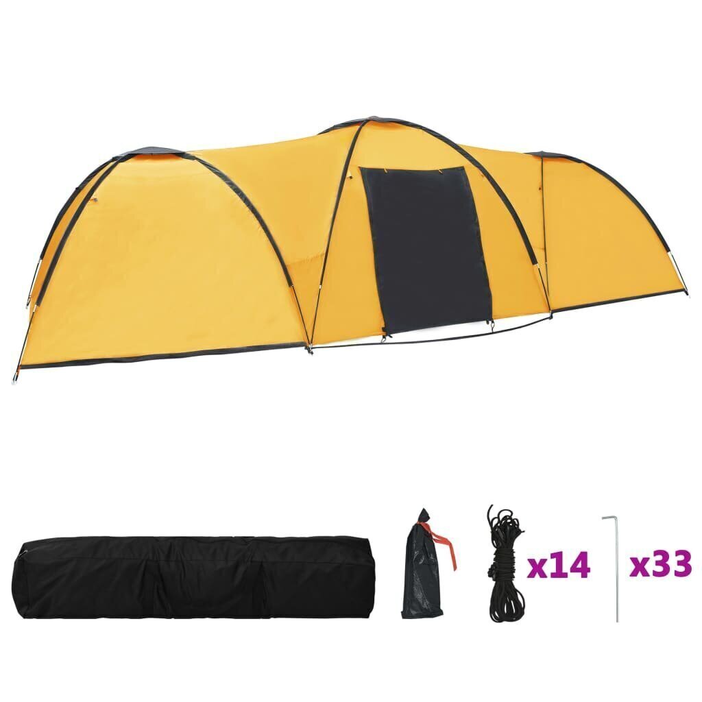 vidaXL Retkeilyteltta iglu 650x240x190 cm 8 henkilöä keltainen hinta ja tiedot | Teltat | hobbyhall.fi