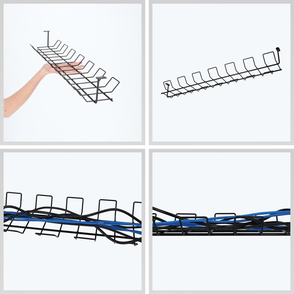 2x musta TV-kaapelin suojus pöydän alla Kaapelin järjestäjän peiteruuvit hinta ja tiedot | Toimistotuolit | hobbyhall.fi