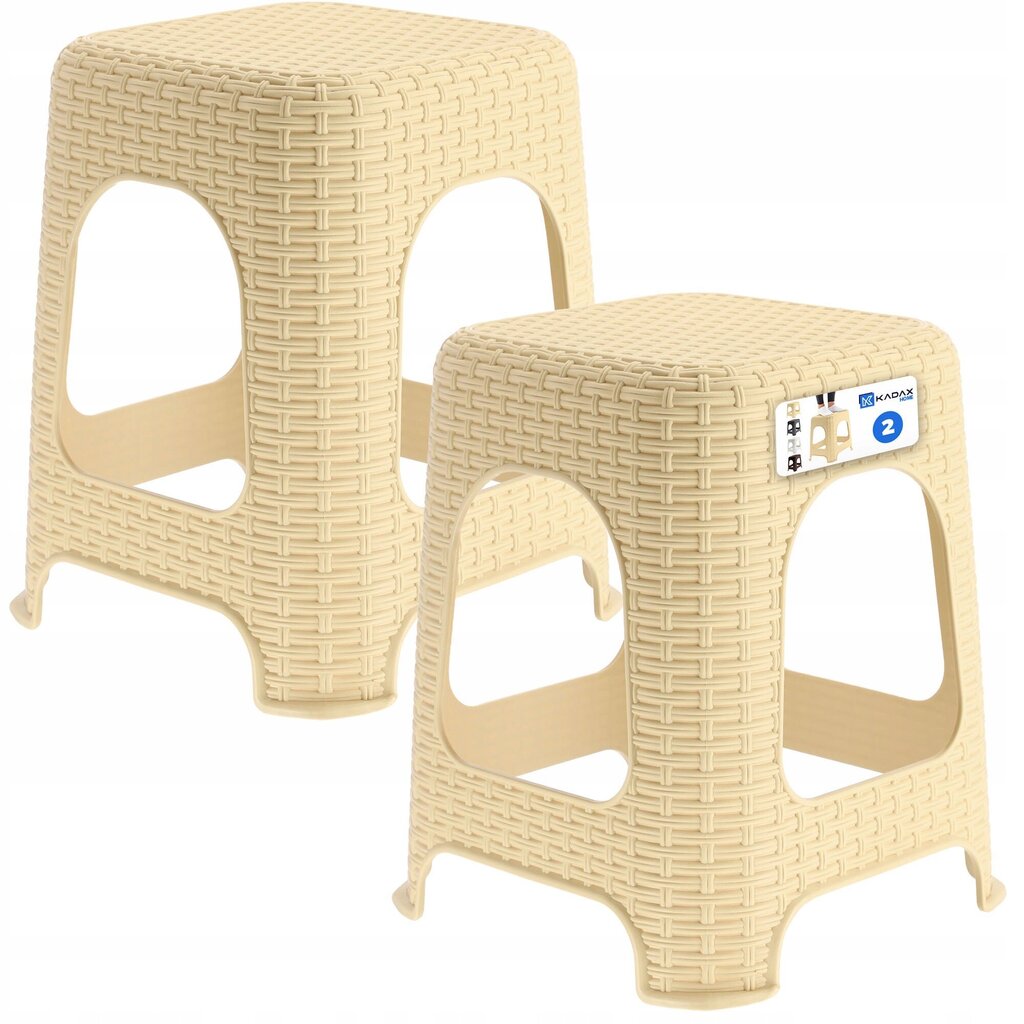 Rattan keittiöjakkara Beige 2 kpl hinta ja tiedot | Ruokapöydän tuolit | hobbyhall.fi