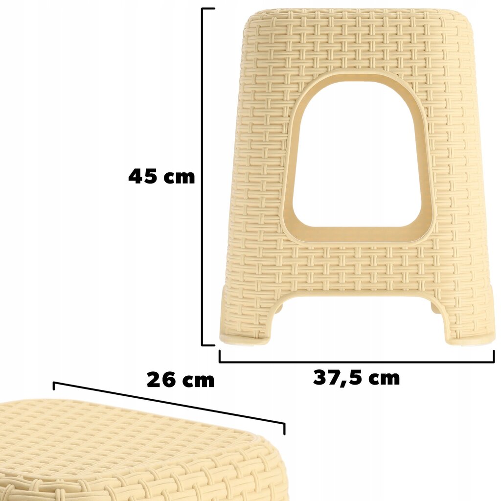 Rattan keittiöjakkara Beige 2 kpl hinta ja tiedot | Ruokapöydän tuolit | hobbyhall.fi