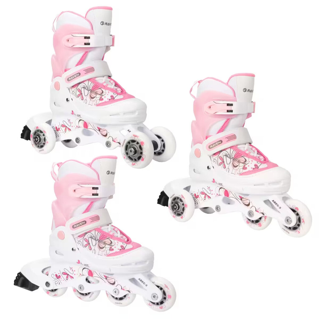 Rullaluistimet 3in1 Raven Laguna White/Pink, 34-37 hinta ja tiedot | Rullaluistimet | hobbyhall.fi