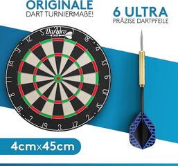 Dartpro - Alkuperäinen - Dart -paneeli nuolilla - Profi Steeldarard, joka on valmistettu korkealaatuisimmasta sisalista - Dartboard, mukaan lukien Montageet - Dart Pick 6 ilmaisella tikkalla hinta ja tiedot | Darts | hobbyhall.fi