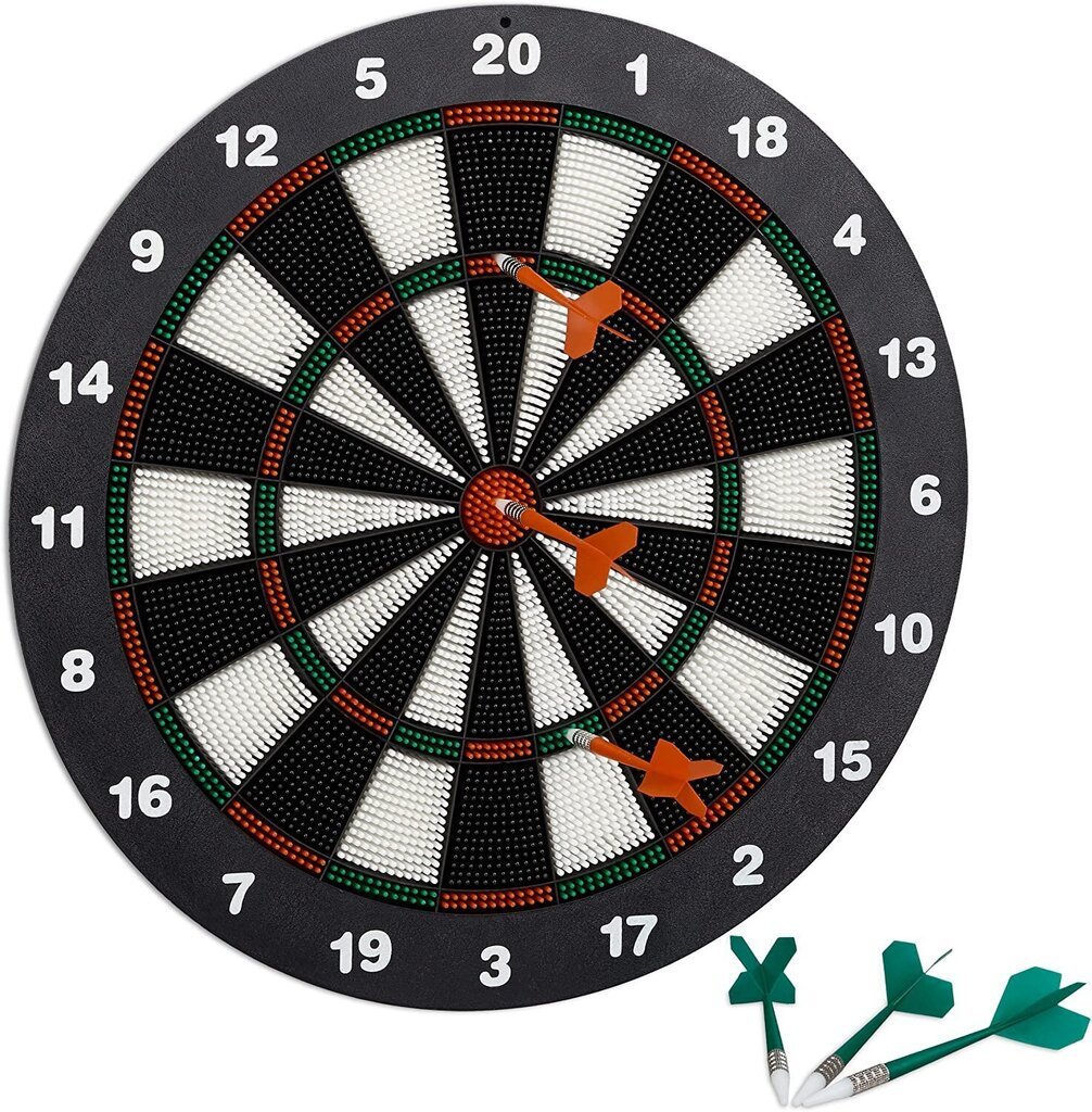 Relaxdays tikkaa 42 cm, softdart-turvallisuus, 6 nuolta, lapsiystävällinen, perusturvallisuuslevy, mustavalkoinen hinta ja tiedot | Darts | hobbyhall.fi