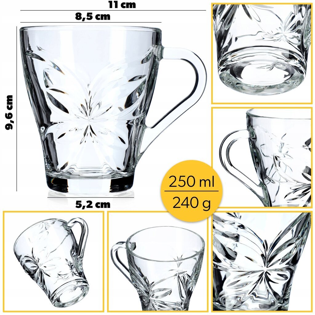 Lasit Kahvi Tee Juomat Muki 250ml 2 kpl hinta ja tiedot | Lasit, mukit ja kannut | hobbyhall.fi