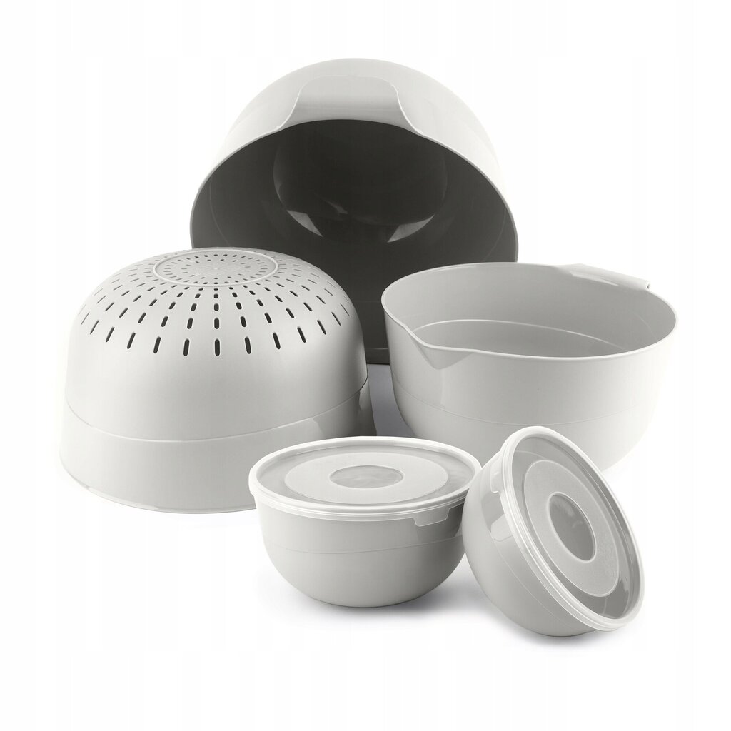 Keittiökulhot 7El + Colander 3L muovinen valkoinen hinta ja tiedot | Keittiövälineet | hobbyhall.fi