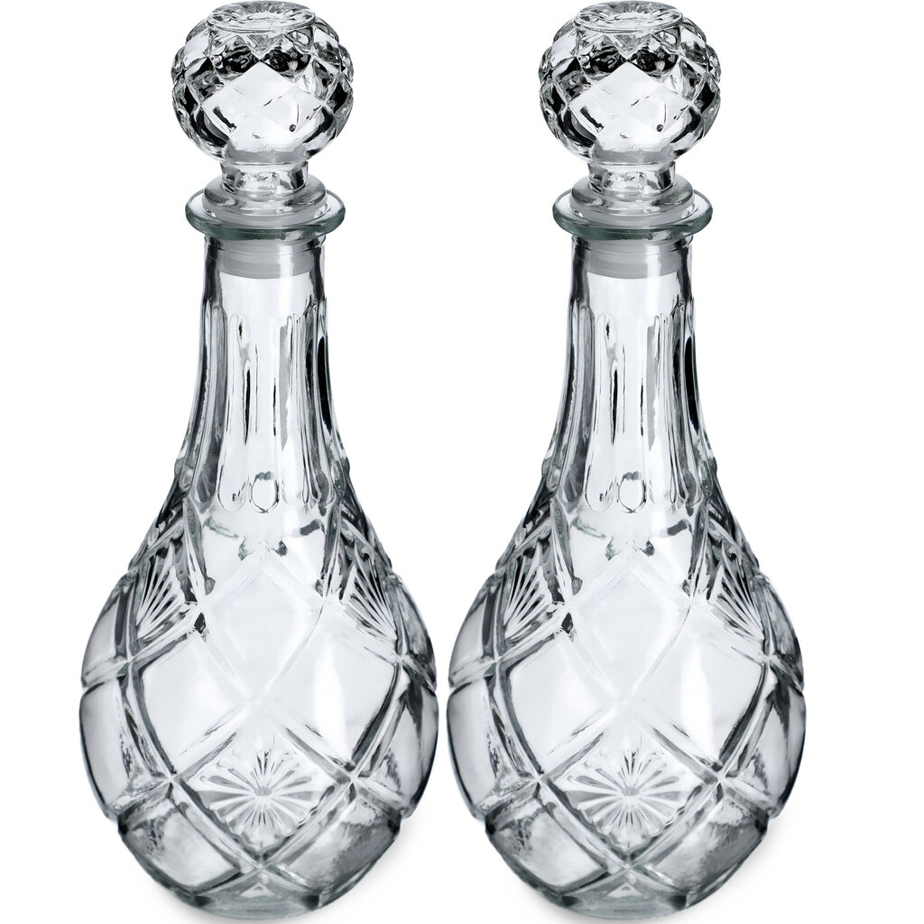 2x Whiskey Alcohol Decanter Crystal 0,8L lasipullo korkilla hinta ja tiedot | Lasit, mukit ja kannut | hobbyhall.fi