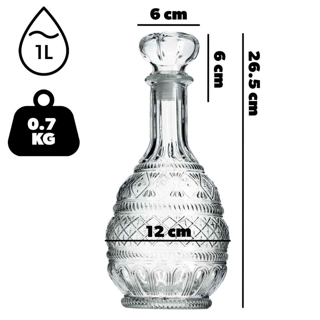 Whisky Alcohol Decanter Crystal 1L lasipullo korkilla hinta ja tiedot | Lasit, mukit ja kannut | hobbyhall.fi