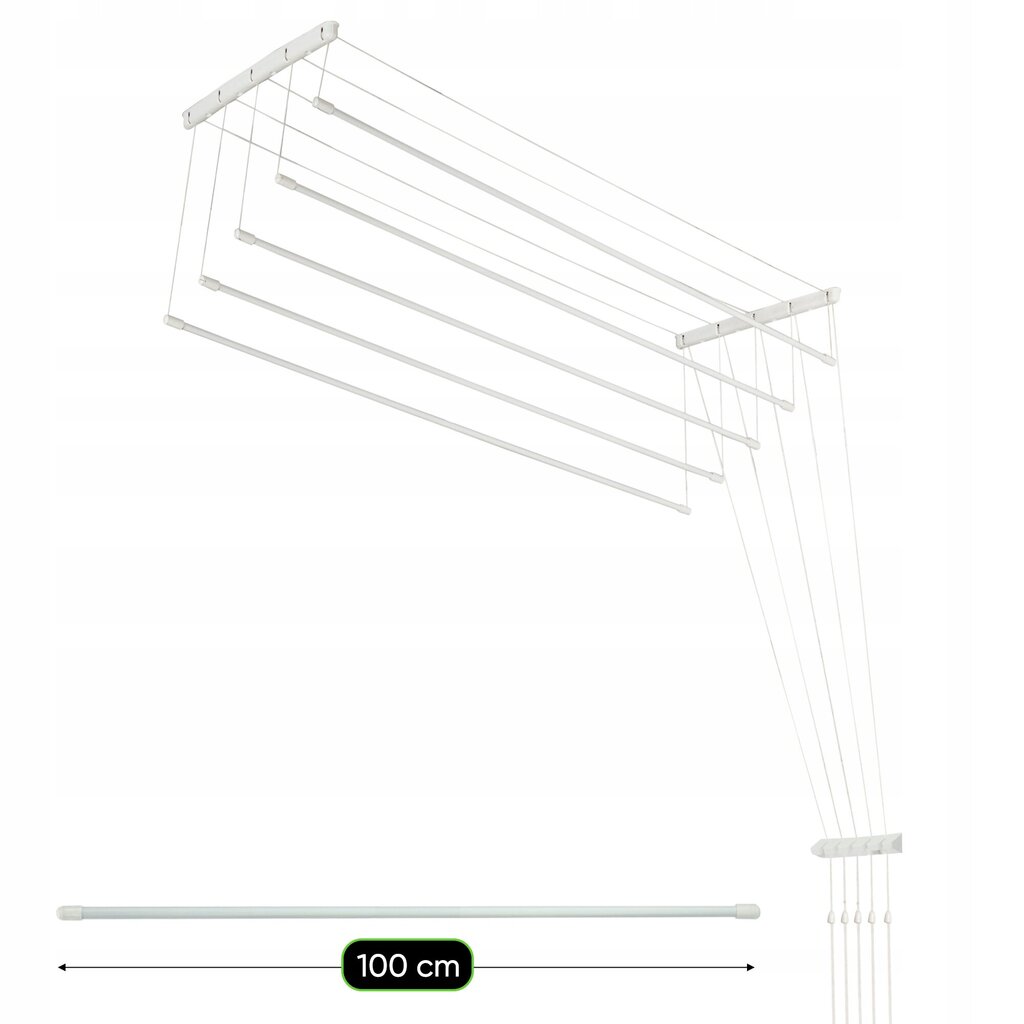 Katto Kylpyhuoneen pyykinkuivain 5 sauvaa 100 cm kestävä kiinteä hinta ja tiedot | Kuivaustelineet ja tarvikkeet | hobbyhall.fi