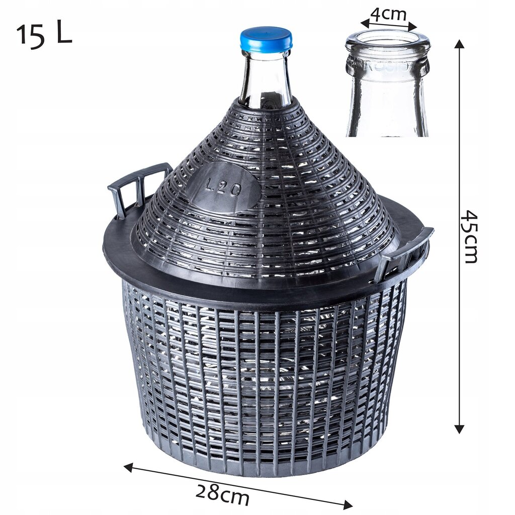 Wine Carboy 15 litraa Wine Balloon Tube Cork In Basket Set hinta ja tiedot | Lasit, mukit ja kannut | hobbyhall.fi