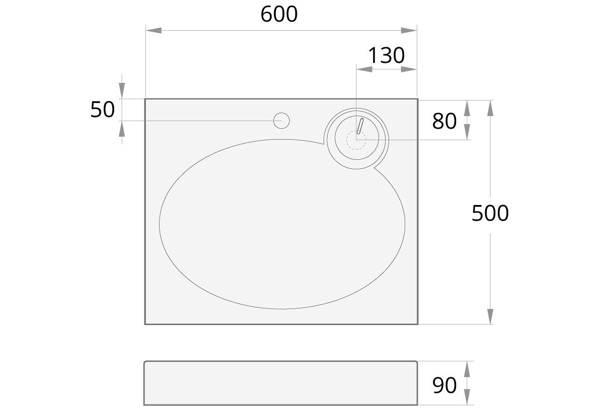 Pesuallas PAA Claro Mini 60x50 cm, voidaan asentaa pesukoneen päälle hinta ja tiedot | Pesualtaat | hobbyhall.fi
