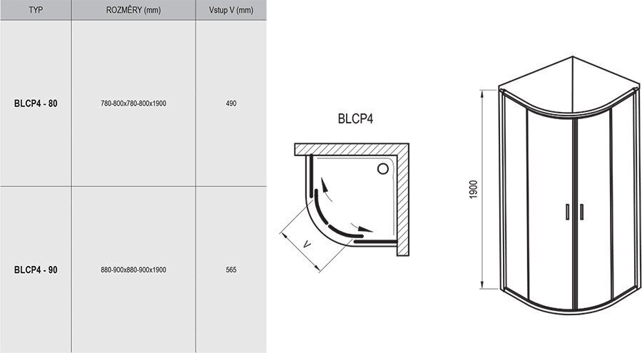 Suihkukaappi Blix BLCP4, Ravak, Mitat: 80x80 lasi: Läpinäkyvä hinta ja tiedot | Suihkukaapit ja suihkunurkat | hobbyhall.fi