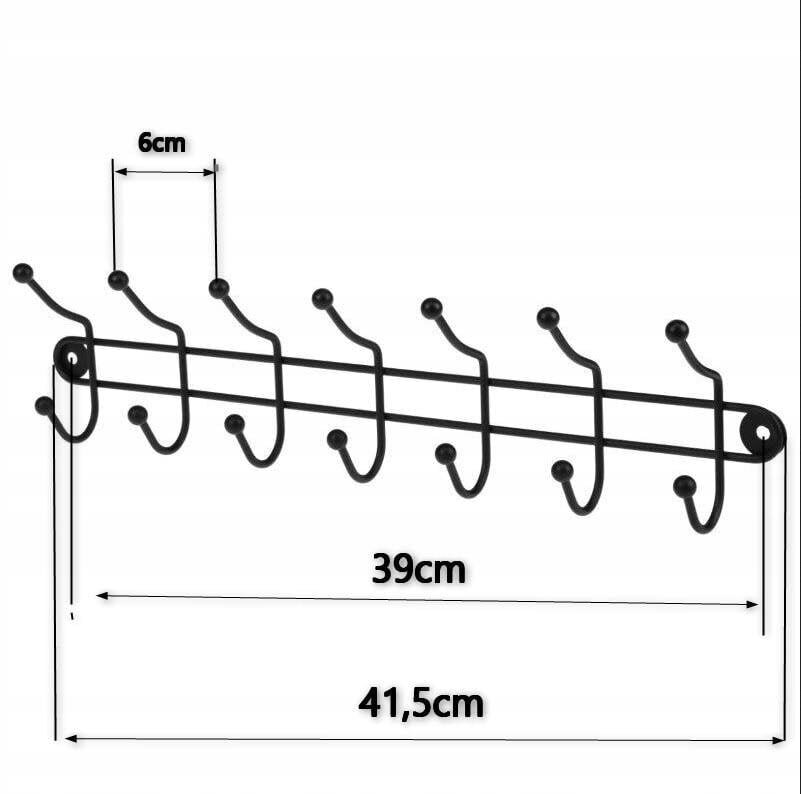 Musta seinälle ripustettava vaatehenkari 41.5x11cm hinta ja tiedot | Kylpyhuoneen sisustus | hobbyhall.fi