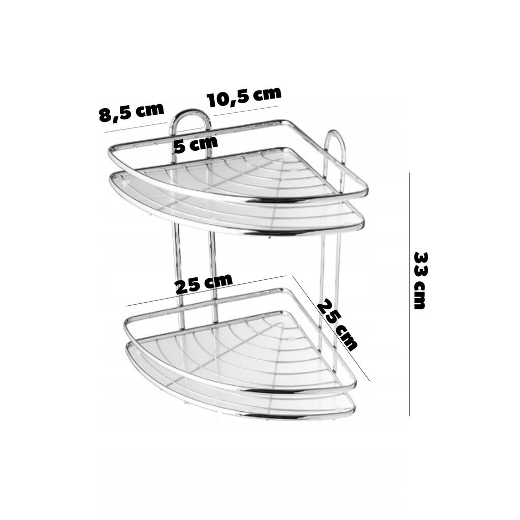 Kylpyhuoneen seinäkulmahylly 2 tasoa kromi hinta ja tiedot | Kylpyhuoneen sisustus | hobbyhall.fi