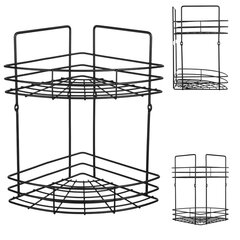 Kylpyhuoneen suihkuhylly, riippuhylly, musta, 2 kerrosta, metallinen parvi hinta ja tiedot | Kylpyhuoneen sisustus | hobbyhall.fi