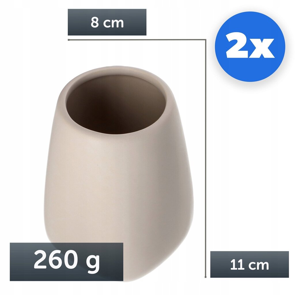 2x beige hammasharjasäiliökuppi hinta ja tiedot | Kylpyhuoneen sisustus | hobbyhall.fi