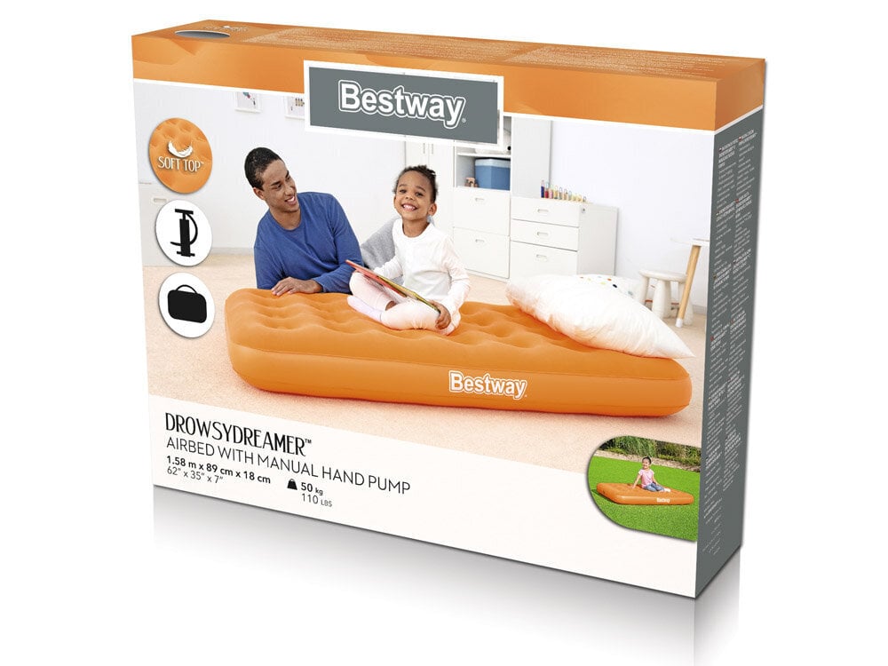 Ilmatäytteinen patja lapsille 183 cm x 69 cm Bestway, oranssi hinta ja tiedot | Ilmapatjat | hobbyhall.fi