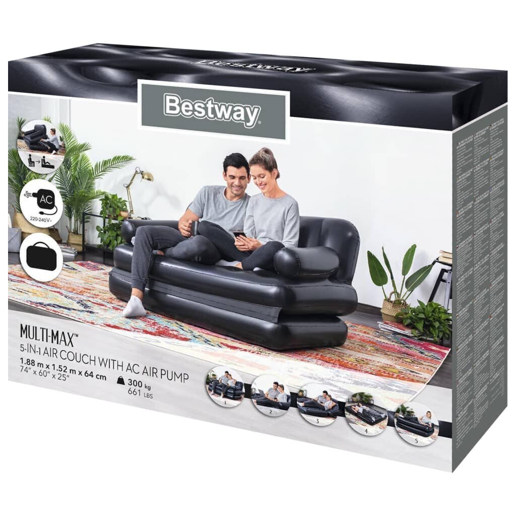 Ilmatäytteinen vuodesohva Bestway 5-1, musta hinta ja tiedot | Ilmapatjat | hobbyhall.fi