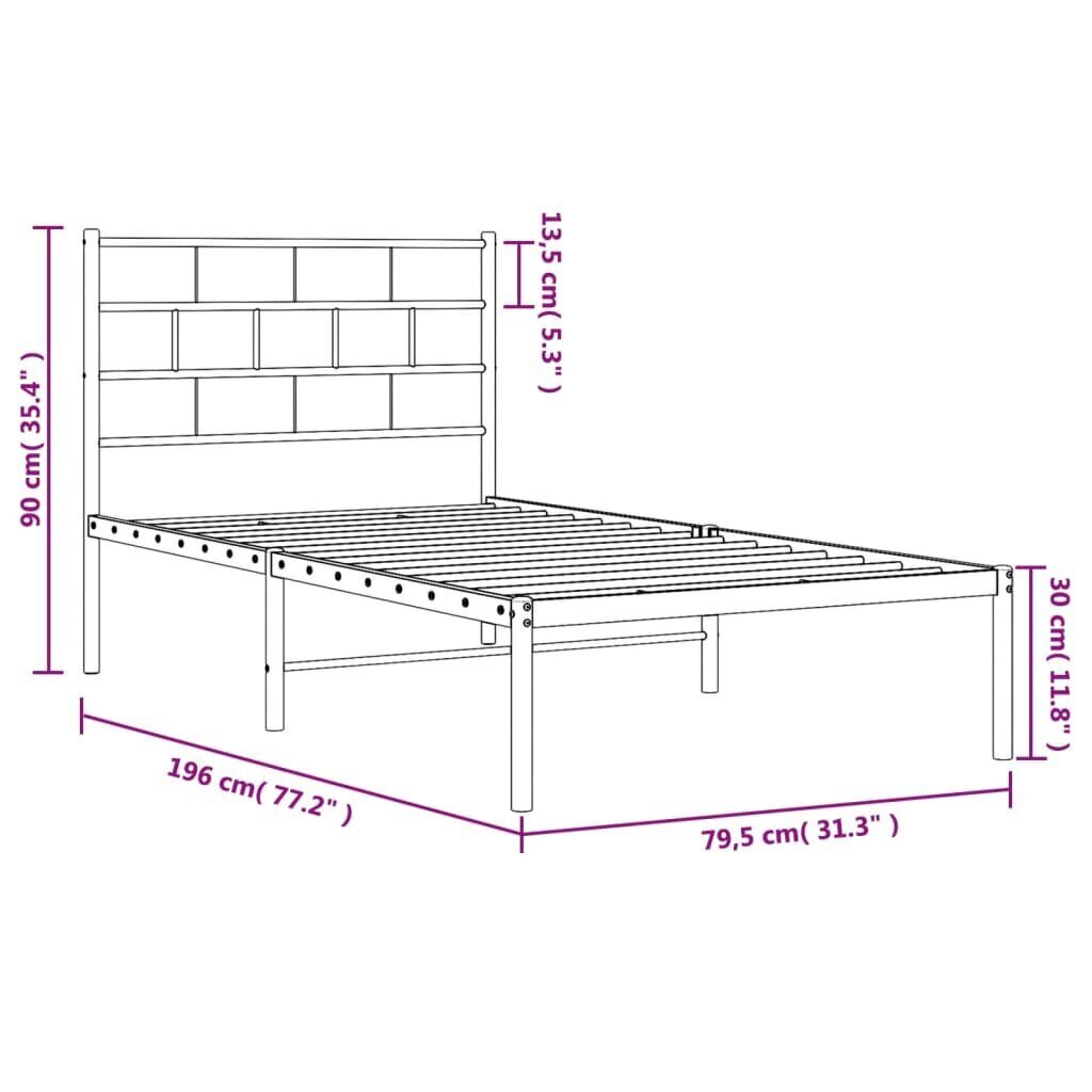 Sängynrunko vidaXL, 75x190 cm, musta hinta ja tiedot | Sängyt | hobbyhall.fi