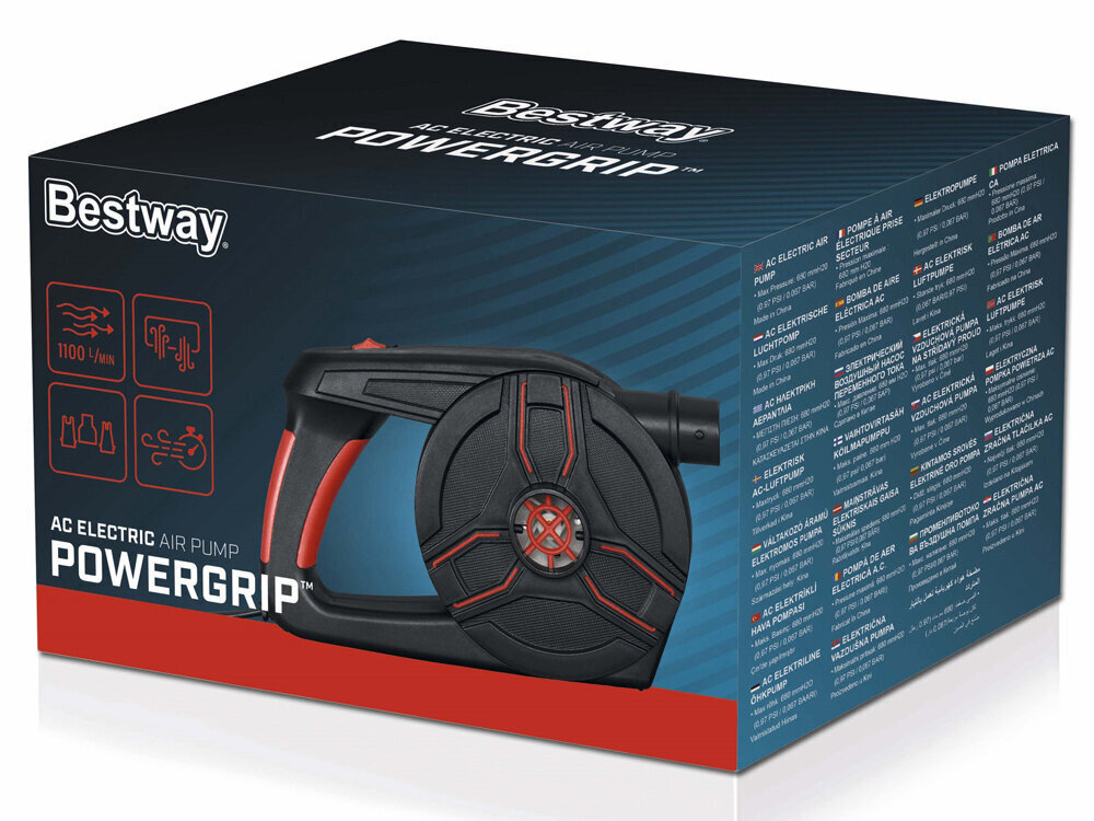 Kätevä sähköpumppu PowerGrip 3 sovittimella, Bestway hinta ja tiedot | Ilmapatjat | hobbyhall.fi