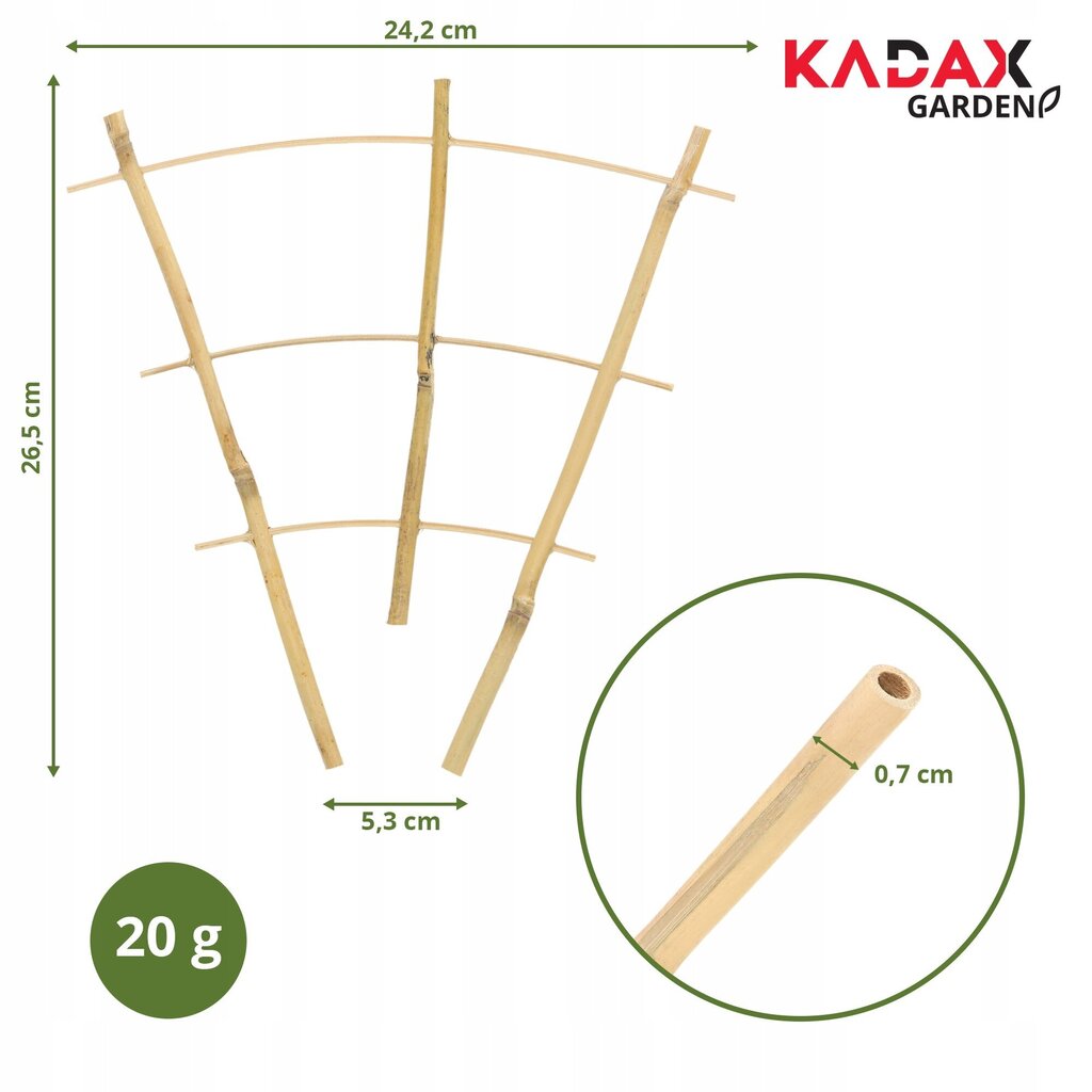 Bambutikkaat, Triple Plant Support, 26cm hinta ja tiedot | Kukkatelineet ja kukkapöydät | hobbyhall.fi