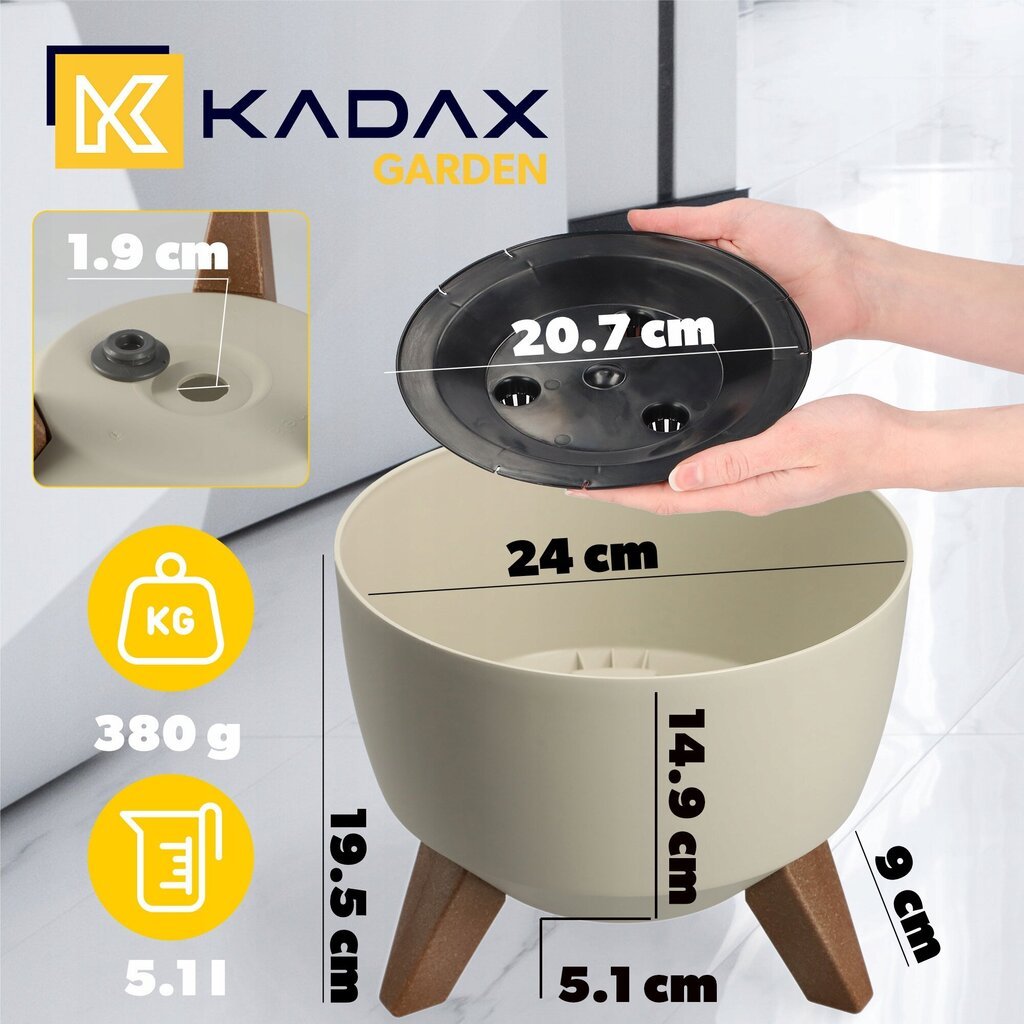 Kukkaruukku Kukkaruukku 24 cm Kansi + Jalat Kukkateline Beige Kadax hinta ja tiedot | Kukkaruukut | hobbyhall.fi