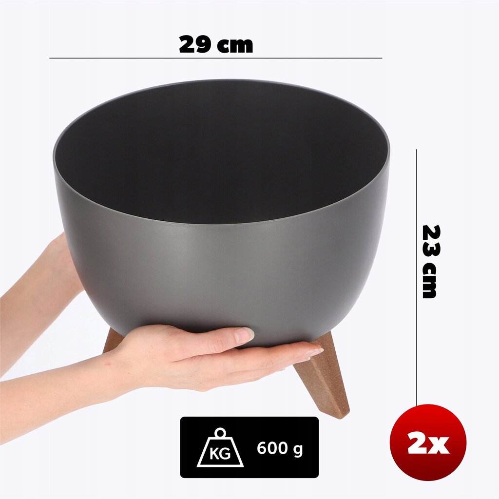 Kukkaruukun kansi Sisäosa 29cm Antrasiitti 2 kpl hinta ja tiedot | Kukkalaatikot | hobbyhall.fi