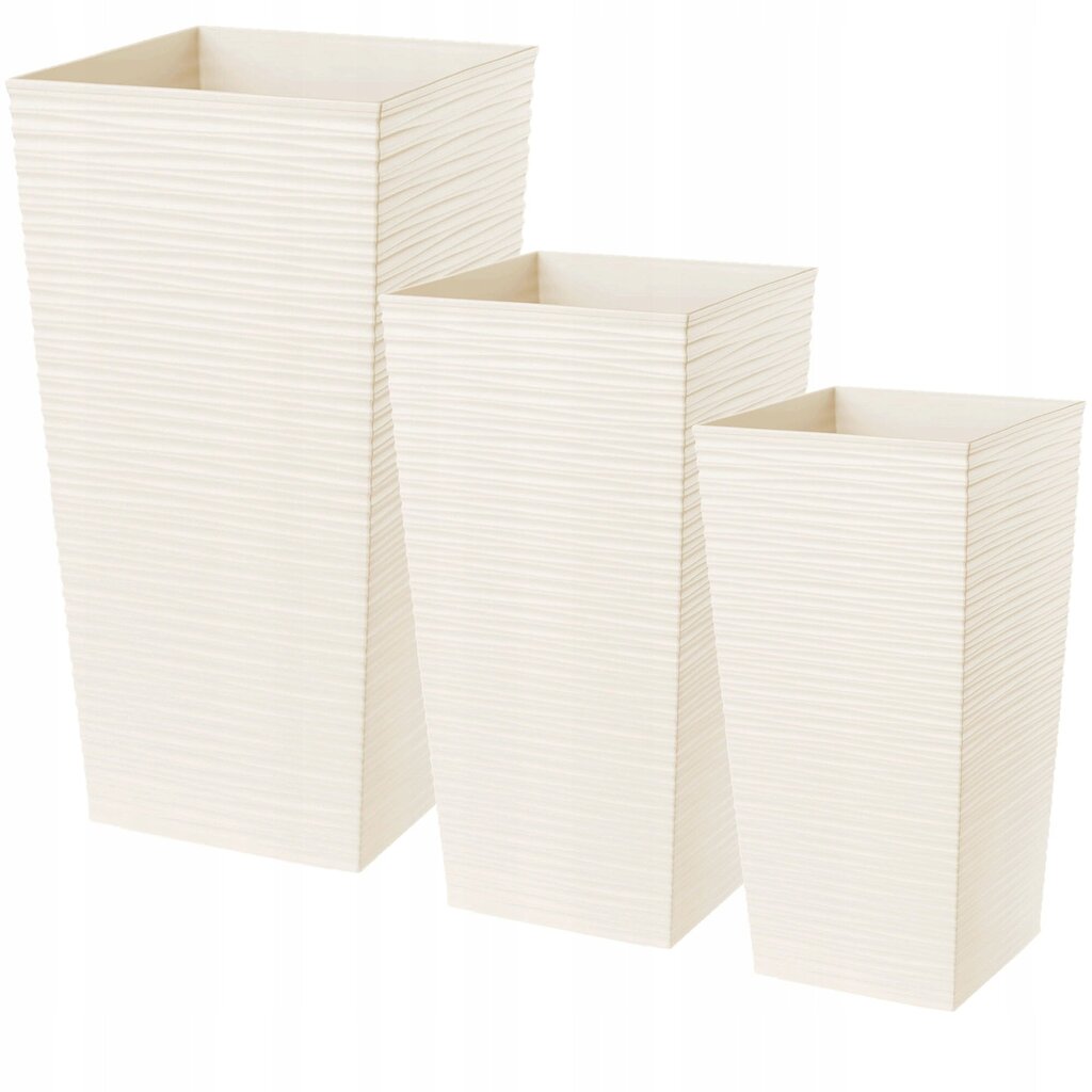 Setti 3 x Flower Pot Garden Pot Insert Cream 68cm hinta ja tiedot | Kukkalaatikot | hobbyhall.fi