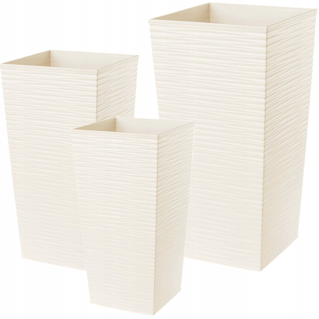 Setti 3 x Flower Pot Garden Pot Insert Cream 68cm hinta ja tiedot | Kukkalaatikot | hobbyhall.fi