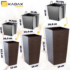 Setti 3 x kukkaruukku Kukkaruukku Insert Tall Mocha 75cm hinta ja tiedot | Kukkalaatikot | hobbyhall.fi